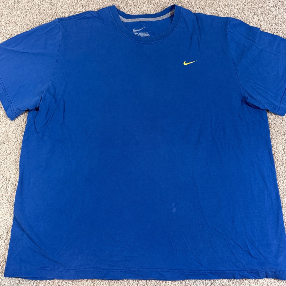 Nike T-Shirt Mens XXL Blue Good Short Sleeve Embroidered Swoosh Regular Fit Tee